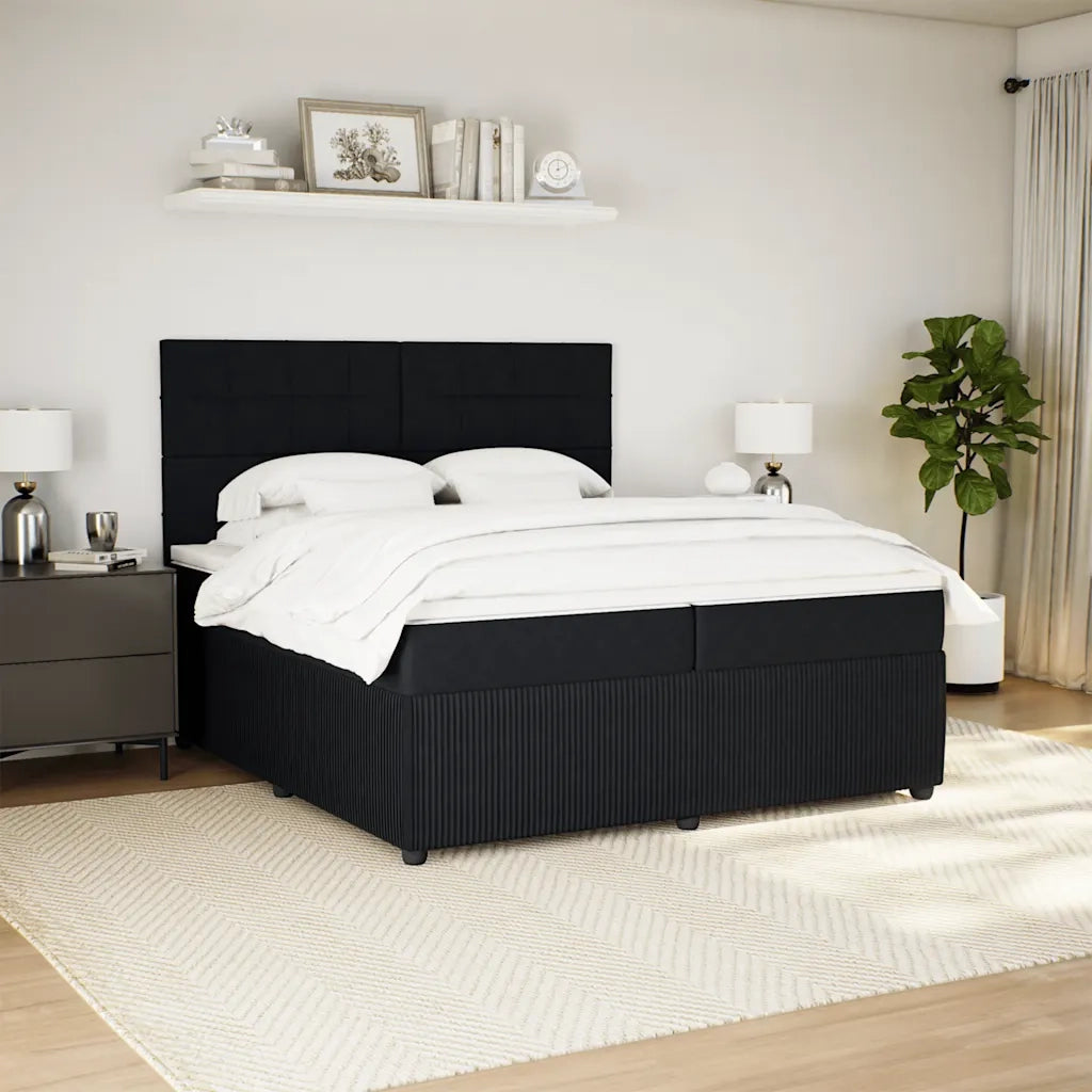 Giroletto a Molle con Materasso Nero 200x200 cm in Velluto 3294732