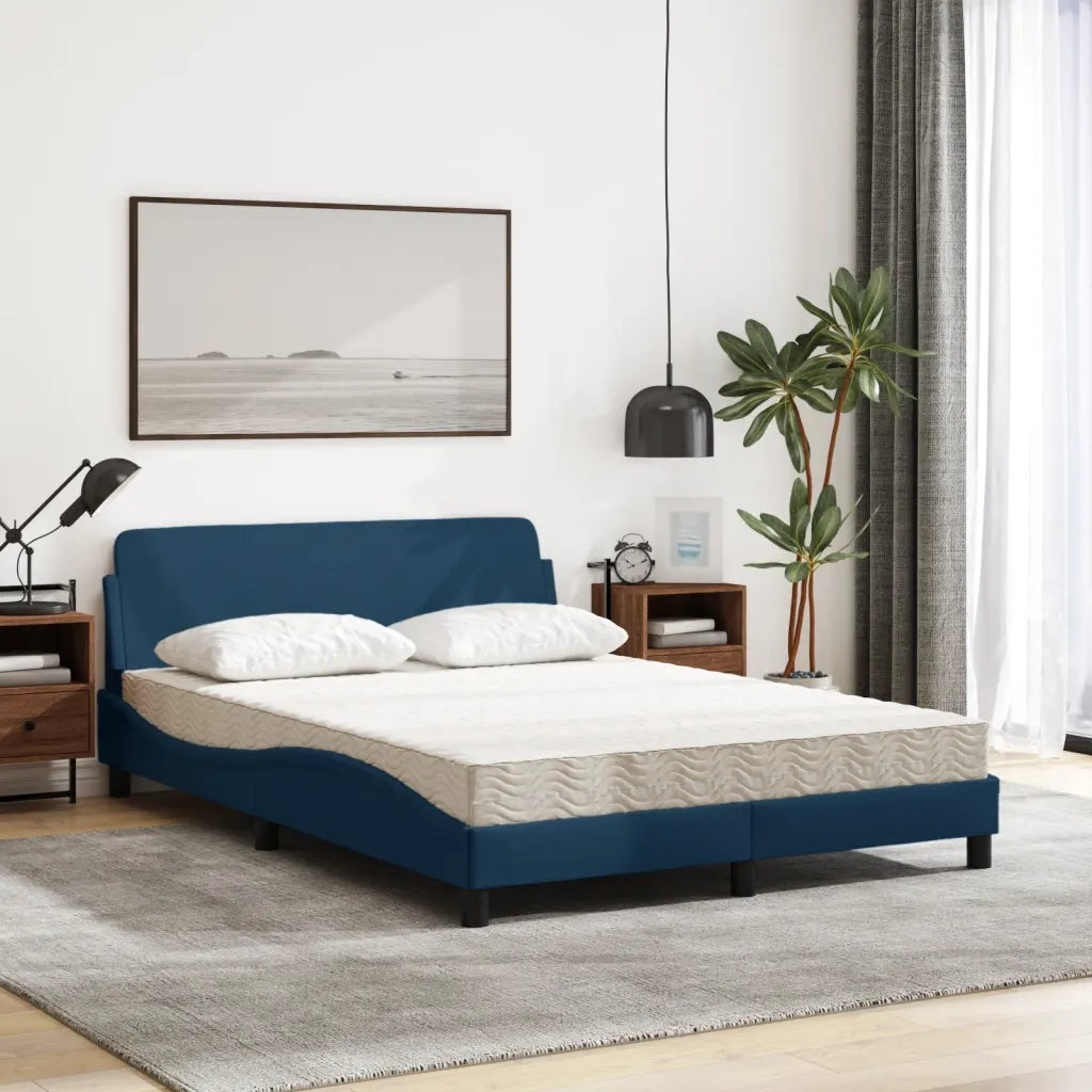 Letto con Materasso Dover Blu 140x190 cm in Tessuto 3208390