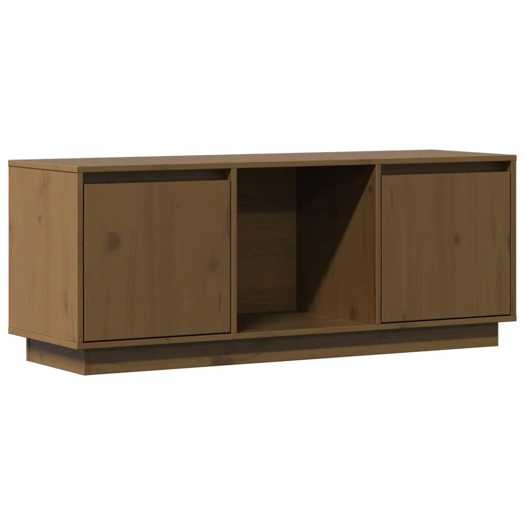 Mobile TV multimediale scaffale TV credenza mobile TV sala da pranzo soggiorno camera da letto color miele 110,5 x 35 x 44 cm legno di pino massiccio marrone 02_0027702