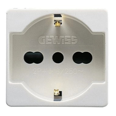 PRESA ITALIANA/TEDESCA 'SYSTEM' 10/16A 250V 2P+T - Bianco - GEWISS