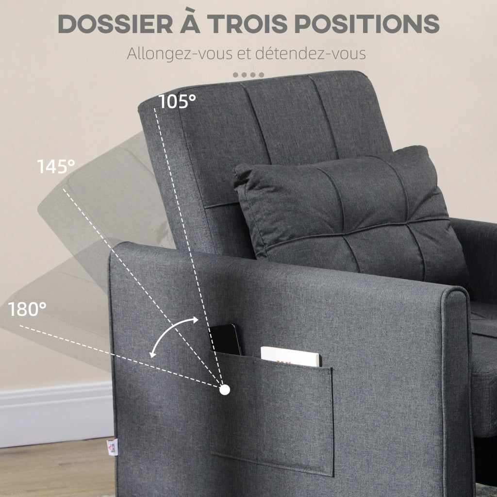 Poltrona Reclinabile Convertibile 3 in 1 ¨C Zephmum ¨C Grigio 69x82x85cm