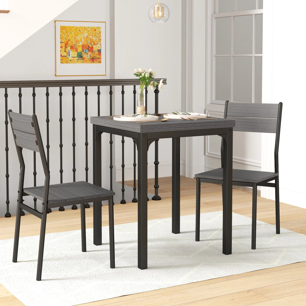 Set Tavolo da Pranzo con 2 Sedie ¨C Xylo ¨C MDF Metallo Grigio