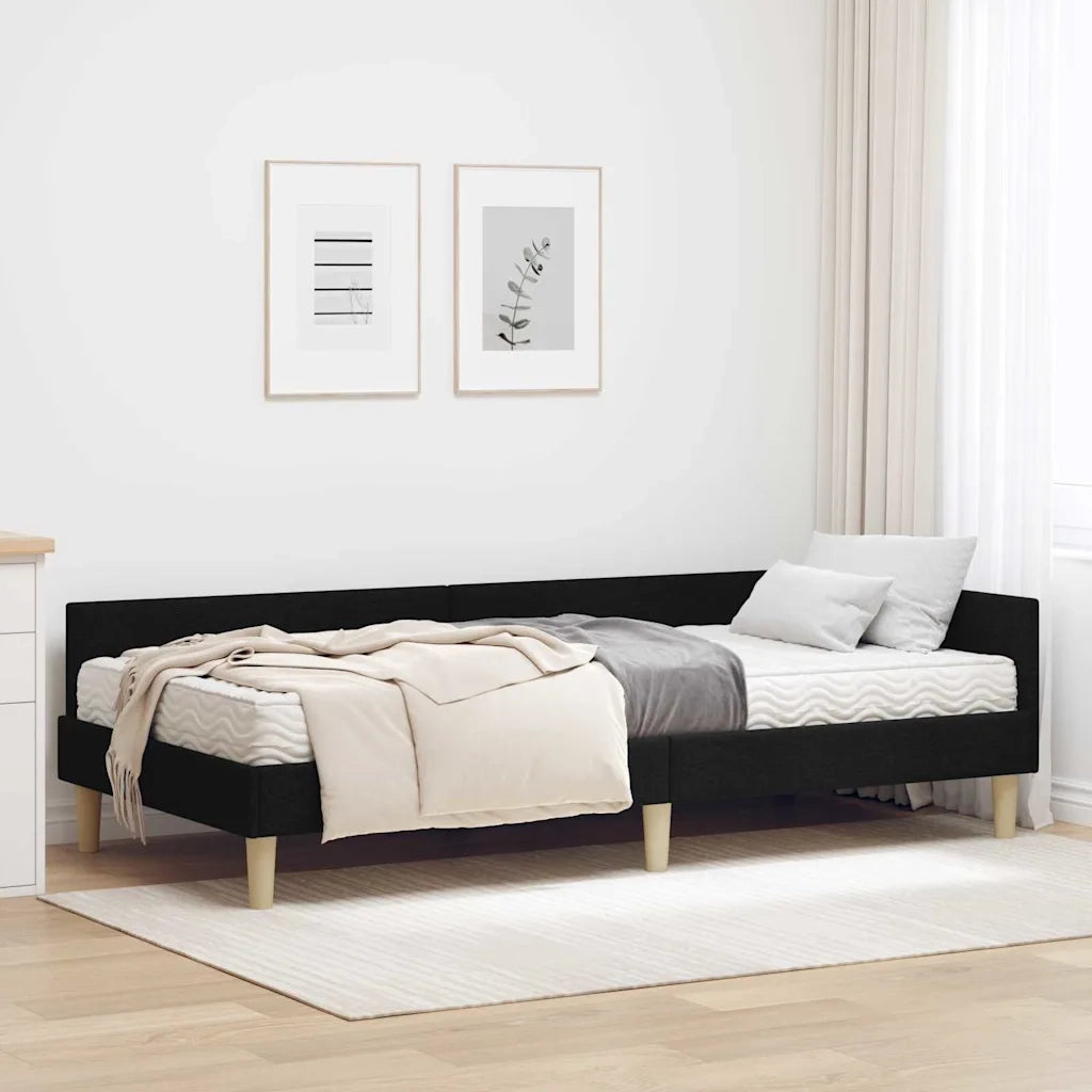 Struttura Letto Angolare con Materasso 2 pz-Giroletto con materasso Verde Tessuto 701056