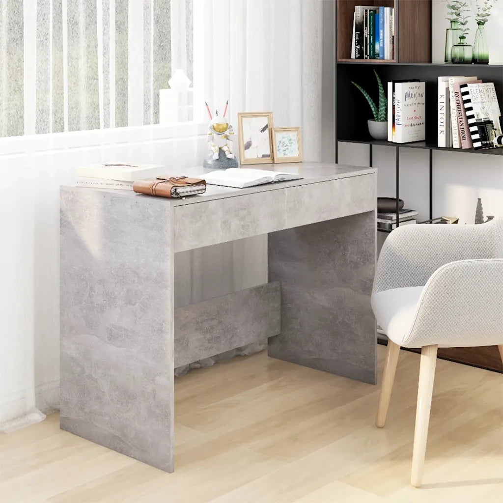 Scrivania | Tavolo da Ufficio Grigio Cemento 101x50x76,5 cm in Truciolato