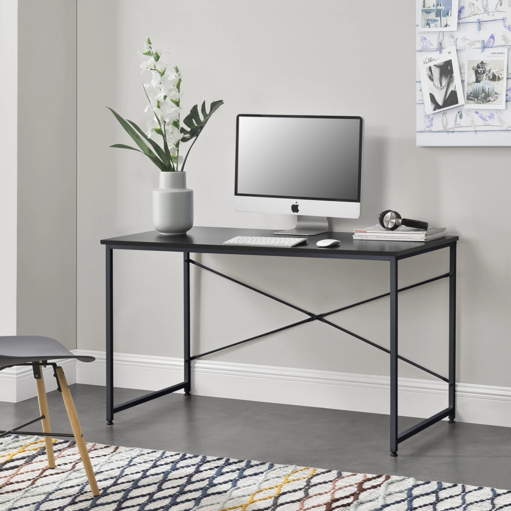 Scrivania Røros con Telaio in Metallo e Piano da 120 x 60 cm - Nero [en.casa]