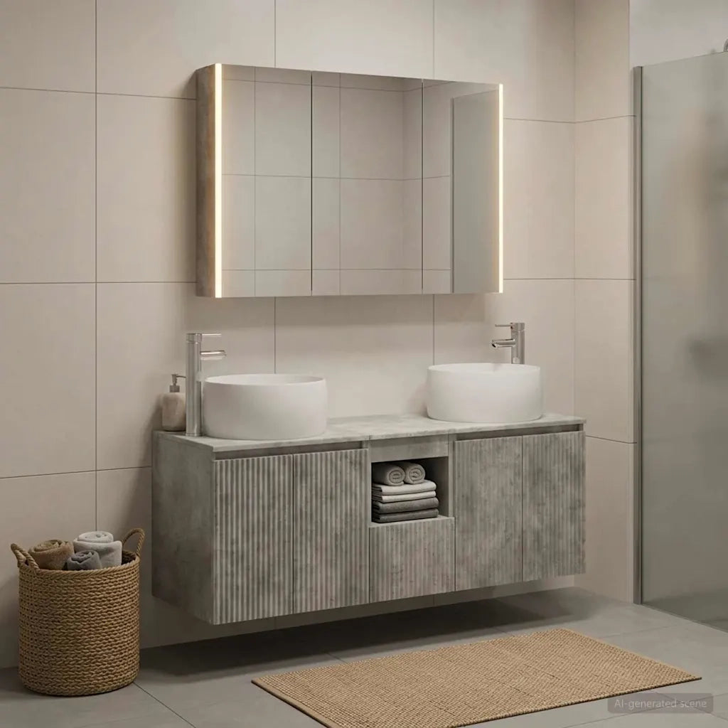 Set di Armadi da Bagno 4 pcs Grigio Cemento 3406546