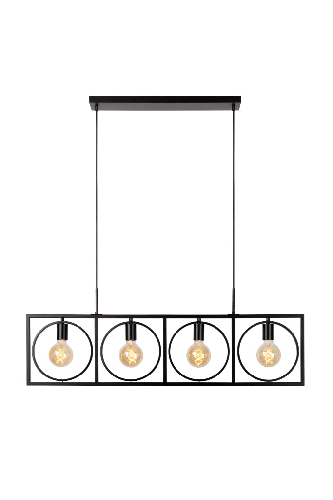 Lampada a sospensione nera loft SUUS 107cm 4xE27 Lucide