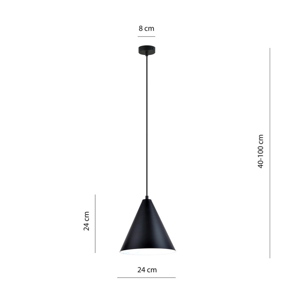 Lampada a sospensione REBEL in acciaio nero e bianco