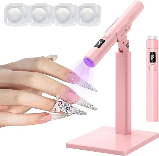 Lampada UV Mini per Gessi - Lampada LED UV per Gommato - Lampada per Gommato - Lampada UV portatile caricabile - con base magnetica - Lampada flash per geli, rapida indurimento - rosa