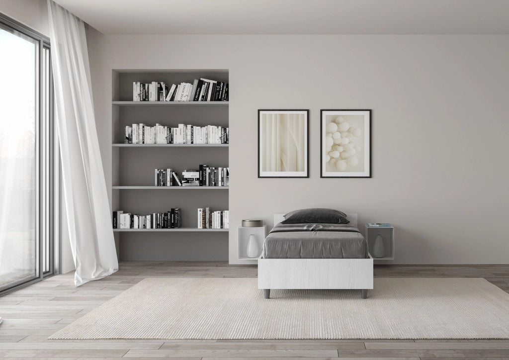 Letto singolo contenitore 80x190 cemento Nuamo