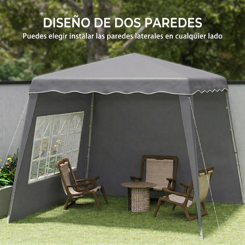 Tenda da giardino pieghevole pop-up ¨C Zephmum ¨C 2.89x2.89m, grigio, protezione UV50+