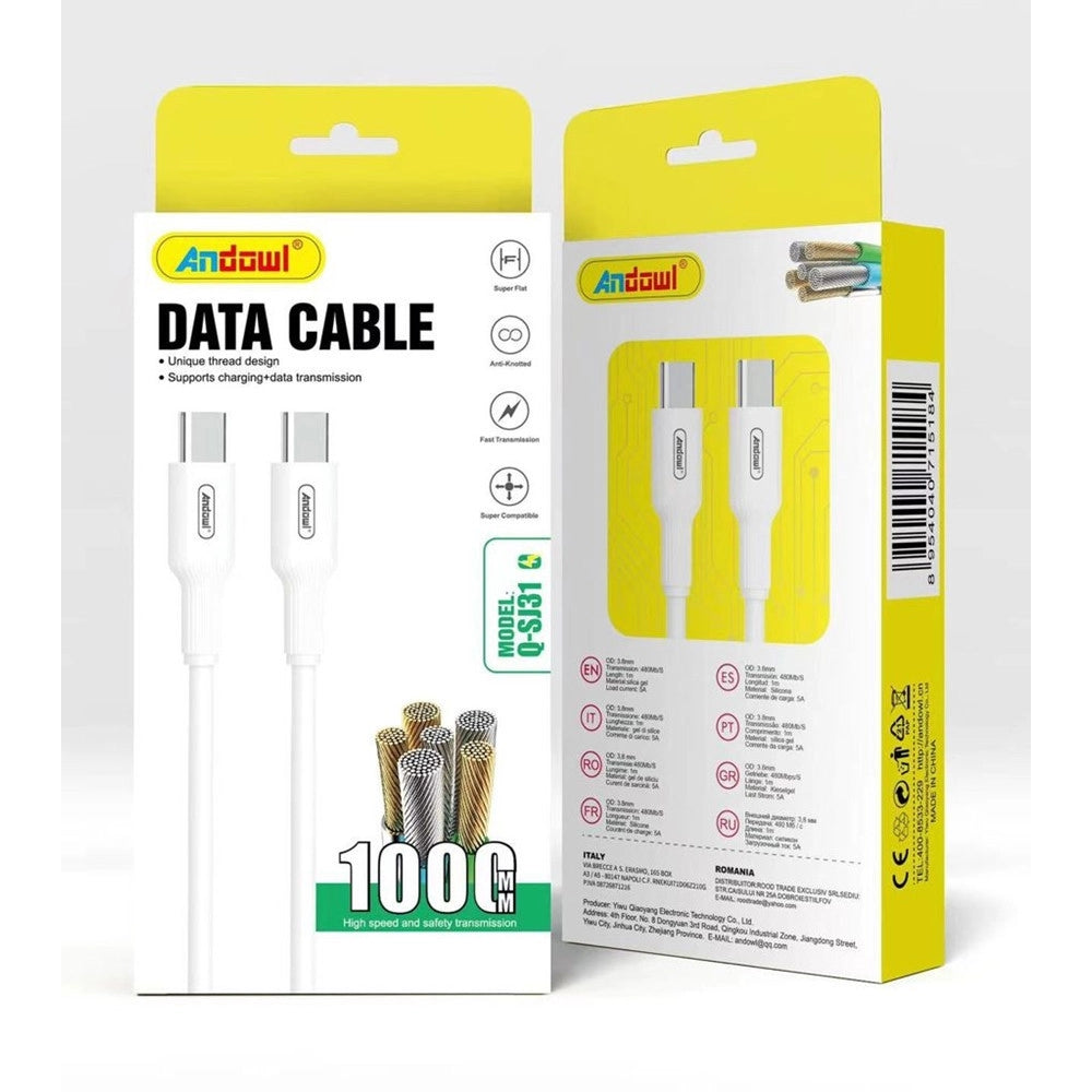 Trade Shop - Cavo Ricarica Trasmissione Dati Ad Alta Velocità Da Type-c A Type-c 5a Da 1 Mt Q-sj31 -