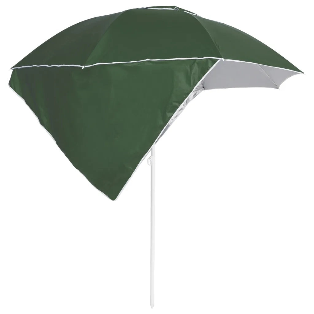 Ombrellone da Spiaggia con Teli Laterali Verde 215 cm 318838