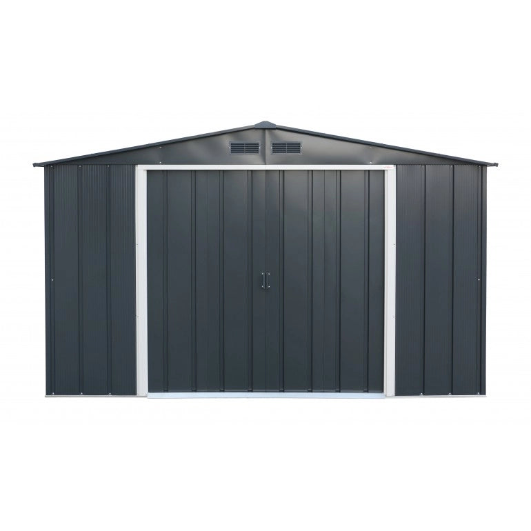 Casetta da giardino premium Ezooza 2422 x 3221x 1961 mm in metallo grigio 10 x 8: soluzione robusta e spaziosa