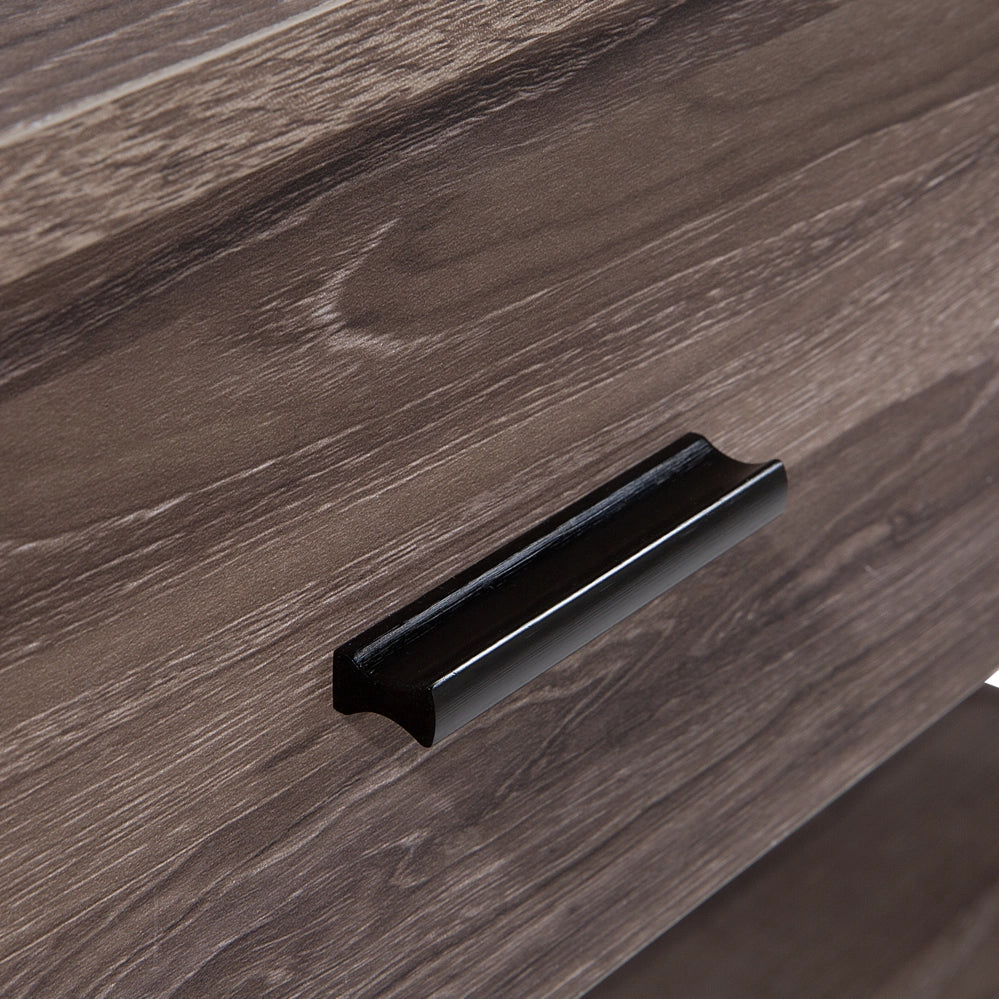 Tavolino in legno tortora struttura in metallo Nero 2 cassetti portaoggetti mensola toeletta industriale