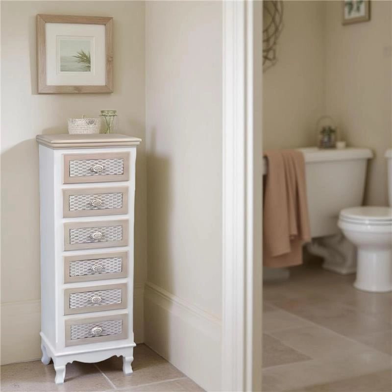 CHARM CASSETTIERA A 6 CASSETTI 40X30X112H CM COLORE BIANCO E CREMA