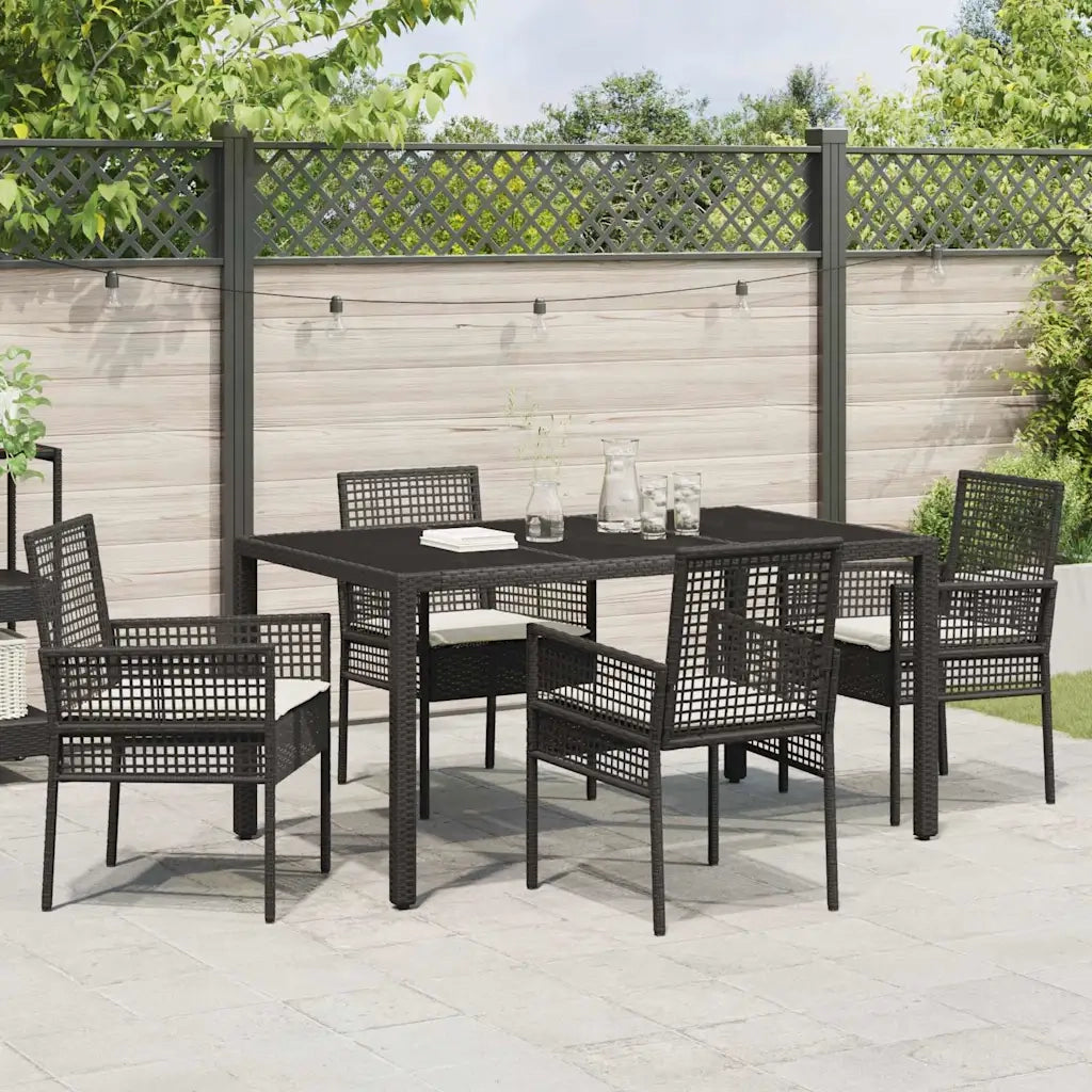 Set da Pranzo per Giardino 5 pcs Nero polyrattan 3334857