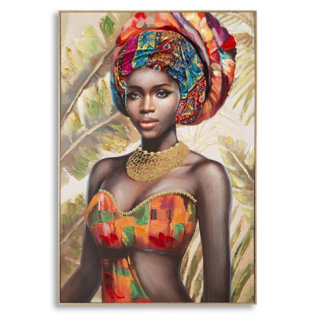 Stampa su Tela Africa 18, Multicolore, Legno, 82x4,5x122 cm
