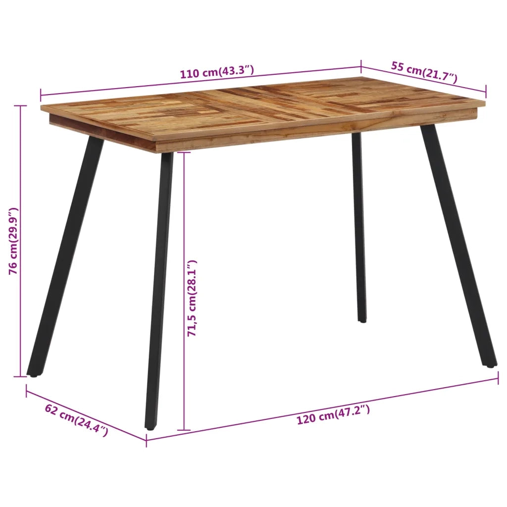 Tavolo da Pranzo | Tavolo da cucina 120x62x76 cm in Legno Massello di Teak