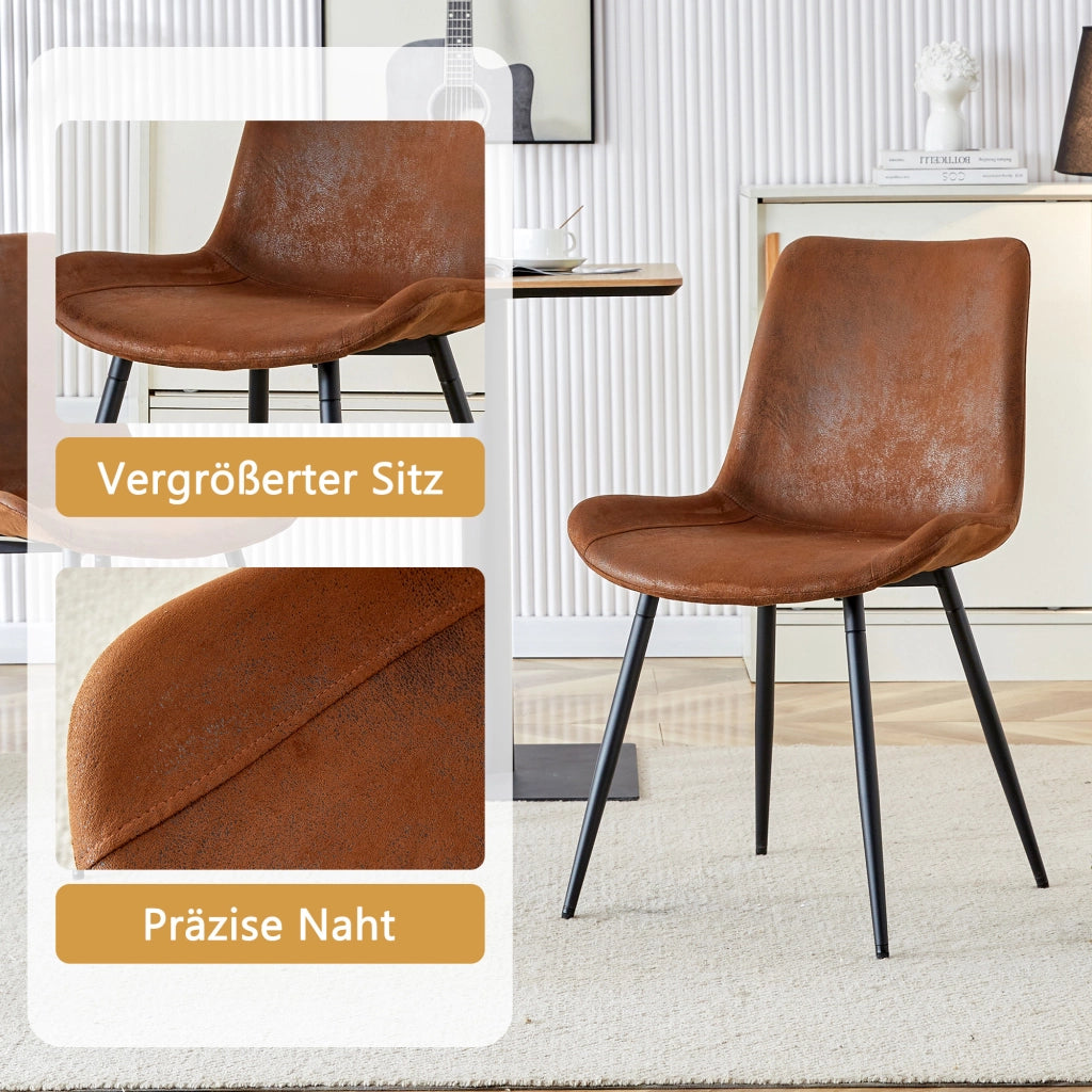 Tavolo da pranzo rotondo con 4 sedie in MDF, piano da 100 cm, stile moderno, per sala da pranzo, marrone e nero