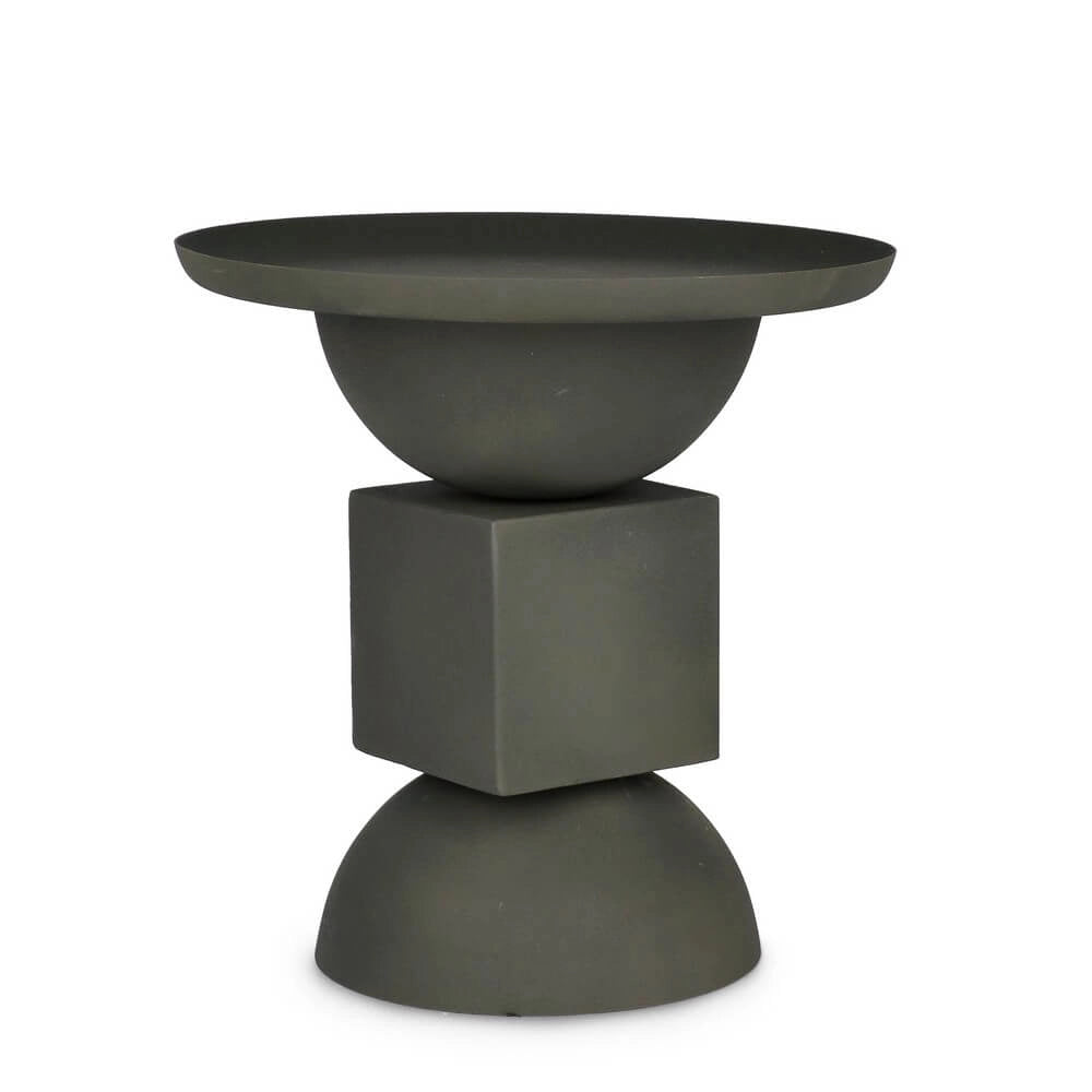 Tavolino Rotondo in Acciaio con Base Scultorea Geometrica - SYMPHONY
