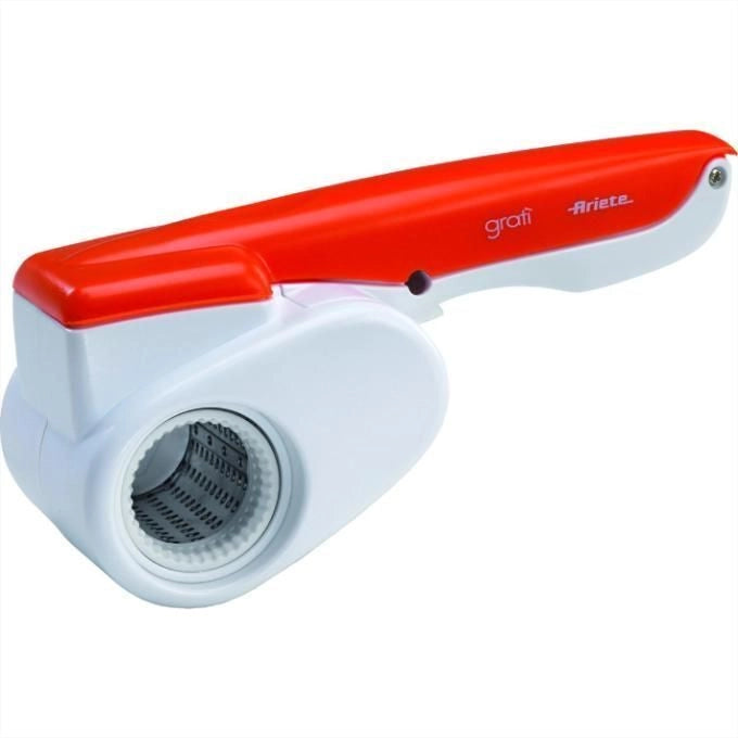 Ariete 440 Gratì Grattugia elettrica ricaricabile rullo in acciaio inox da 14 cm 1500 mAh per oltre 100 grattate completamente smontabile ideale per formaggi pane cioccolato colore arancio-Bianco