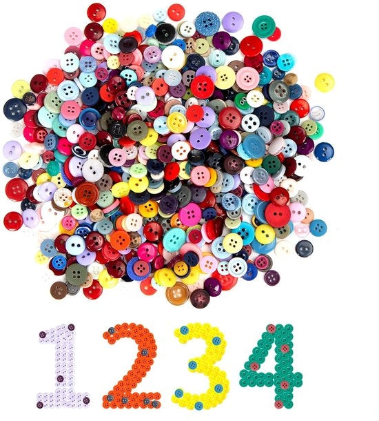 Bottoni colorati per artigianato - 1000 pezzi - plastica - diverse misure