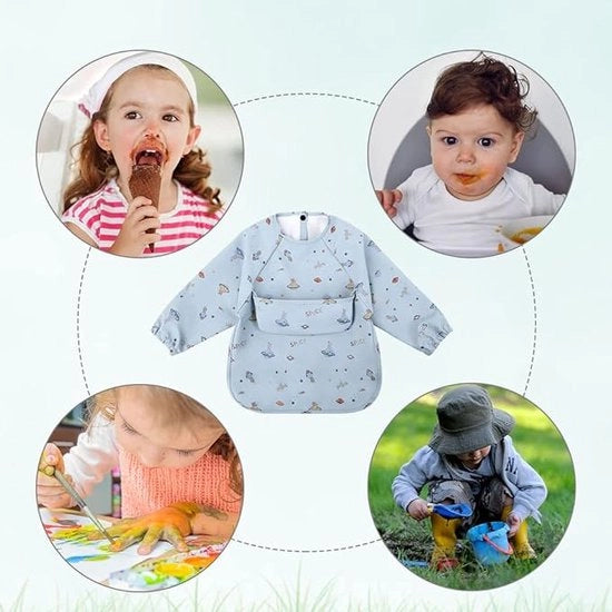Set di asciugamani per bambini, 2 pezzi asciugamani per bambini impermeabili con tasca, asciugamani per bambini per bambini maschi e femmine, età 0-3 anni, blu+verde