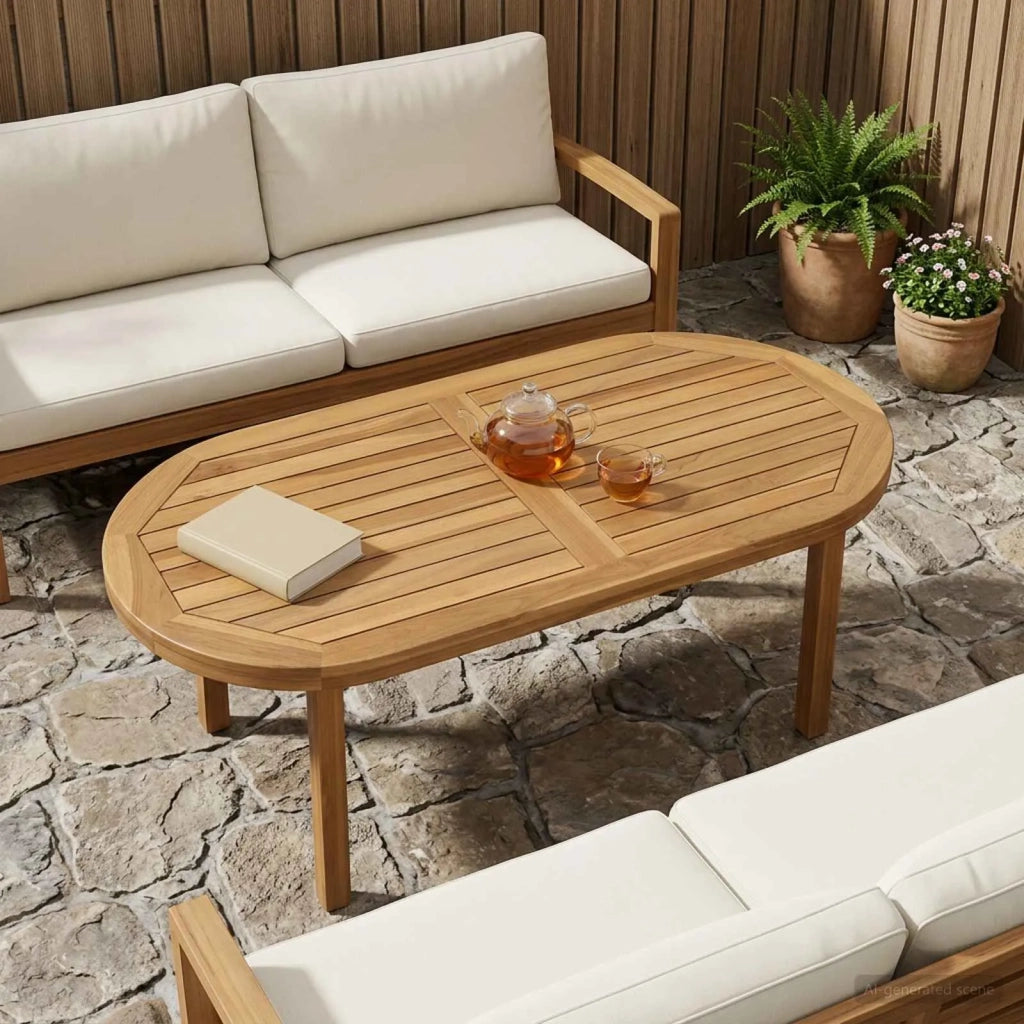 Piano del tavolo Ovale Legno di teak solido Naturale 42033172