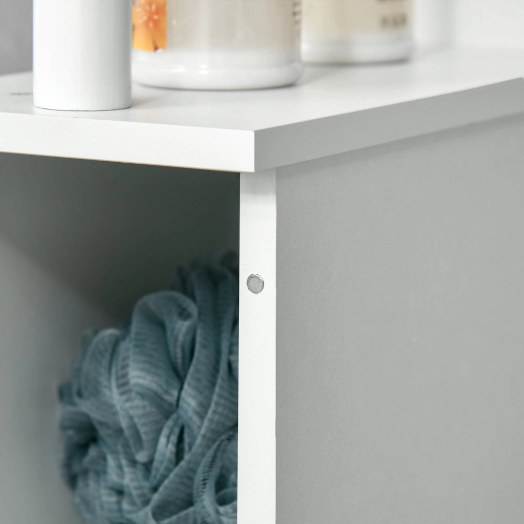 Mobile a Colonna 2 Ripiani 2 Armadietti 15,2x29,8x118 cm in MDF e Legno Truciolare Bianco