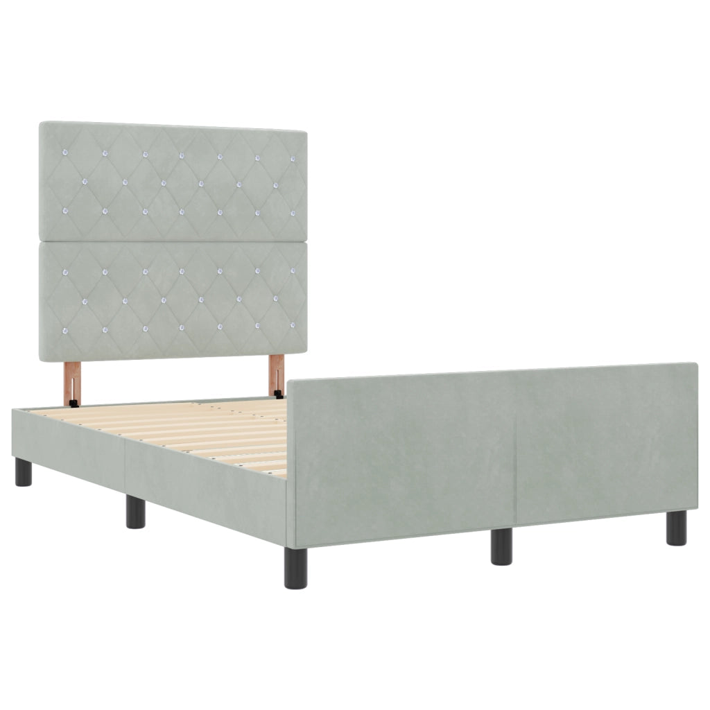 Struttura Letto Grigio Chiaro 120x190 cm in Velluto