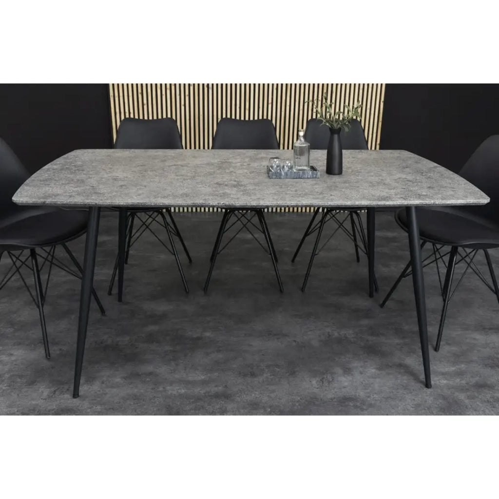 Tavolo da pranzo CALDERO 120 cm – Tavolo contemporaneo in aspetto pietra e metallo