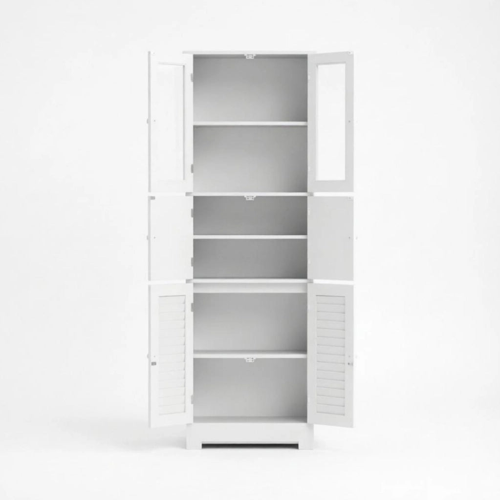 MOBILE BAGNO Autoportante 60x30x170,5 cm MDF Bianco con 6 ante