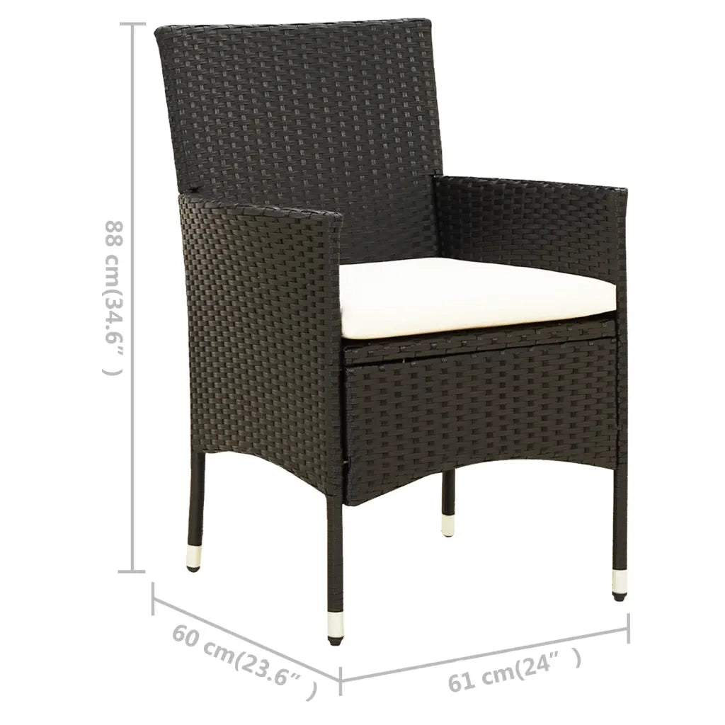 Set da Pranzo da Giardino 7 pz con Cuscini in Polyrattan Nero 3094829