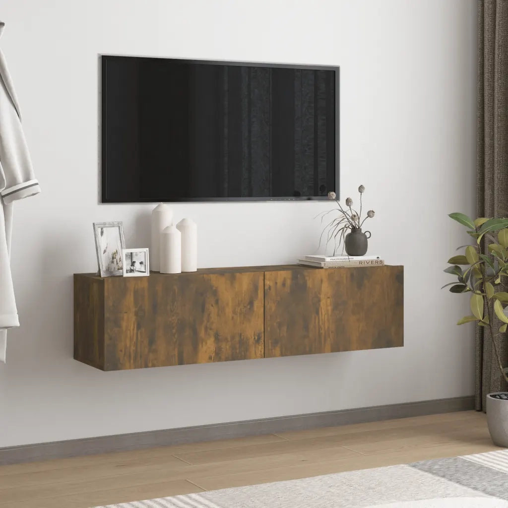 Mobile TV a Parete Rovere Fumo 120x30x30cm Legno Ingegnerizzato 815099