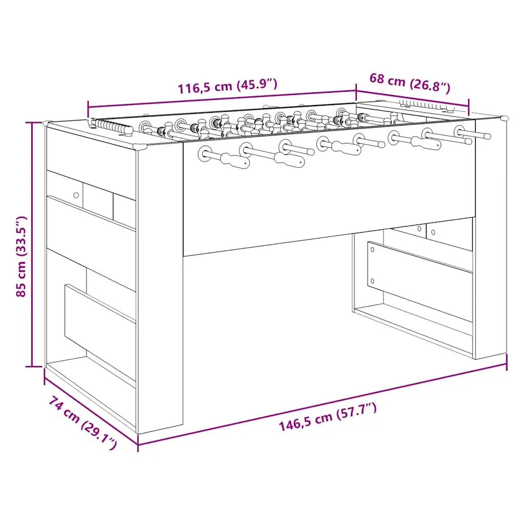 Tavolo da Foosball Rovere Nero 146,5 x 74 x 85 cm CFW3082440
