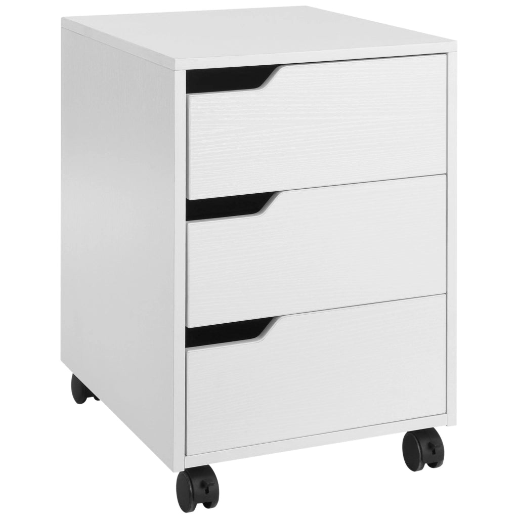 Cassettiera da Ufficio 3 Cassetti Maniglie a Scomparsa 40x50x57,5 cm Bianca