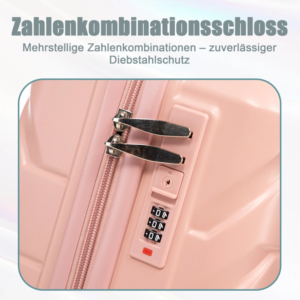 Set di due valigie girevoli in ABS da 14"/19" con lucchetto a combinazione e trousse da 14" (rosa)