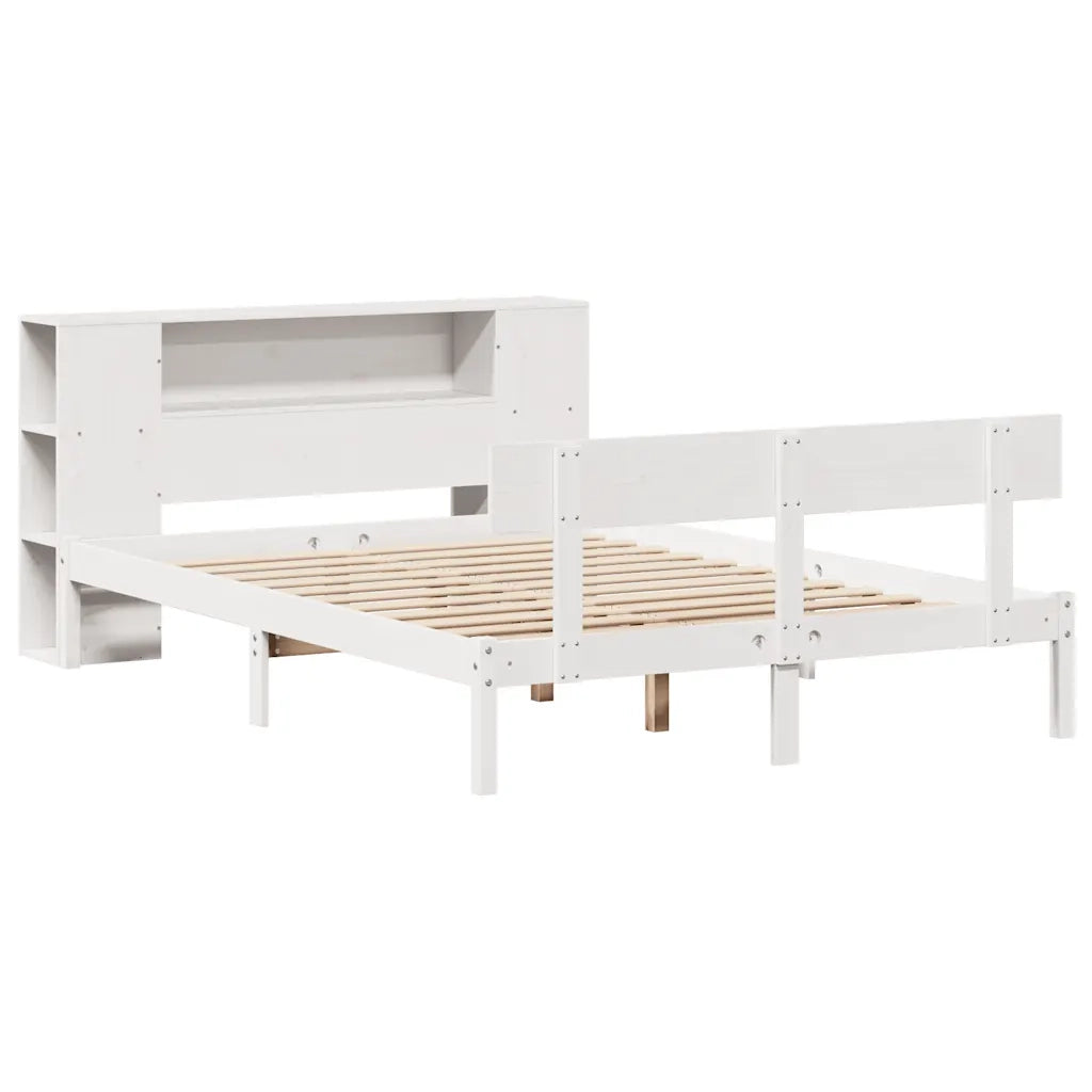 Letto Libreria senza Materasso Bianco 140x200 cm Legno di Pino