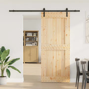 Porta scorrevole NARVIK Naturale e Nero 95 x 210 cm (213,5 cm) 3445309