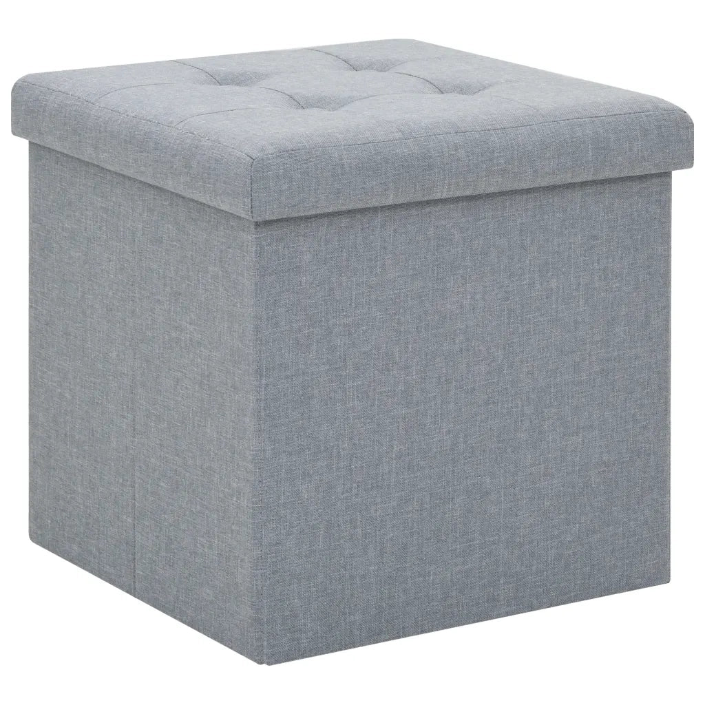 Pouf Pieghevoli con Contenitore 2pz Grigio Chiaro in Simil Linocod mxl 70544