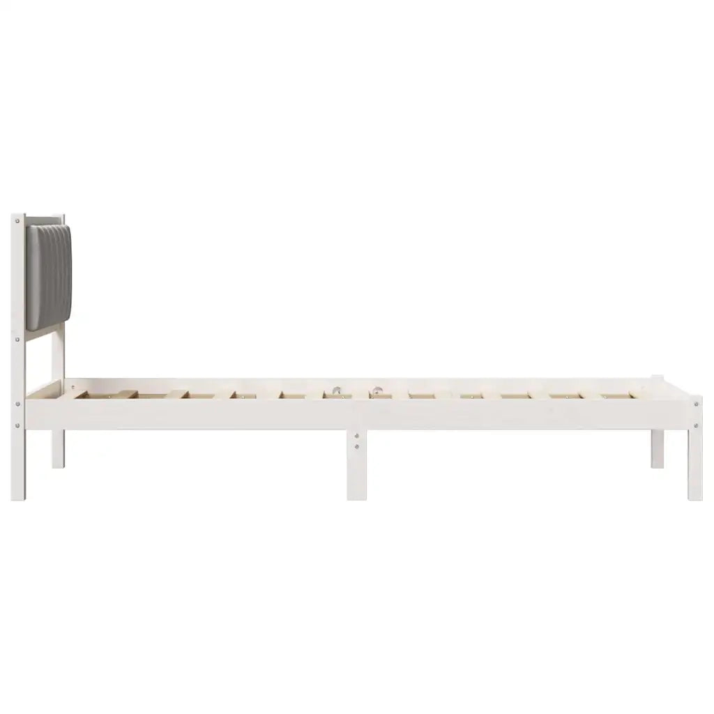 Letto con Testiera Rivestita Grigio chiaro 75 x 190 cm