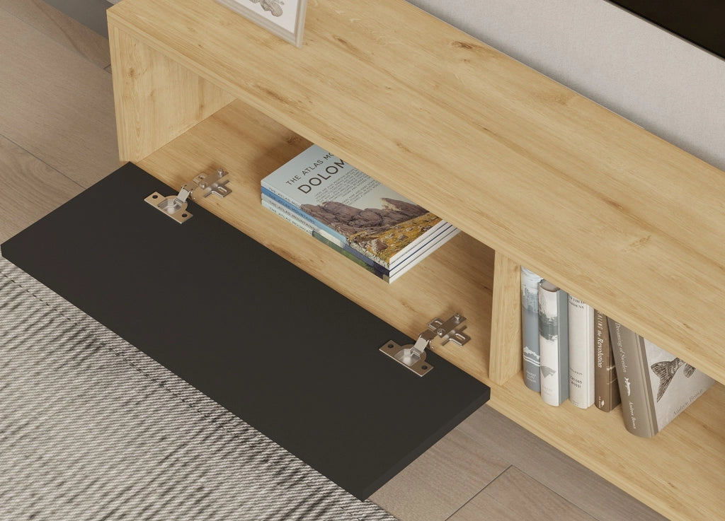 Taurasi, Mobile Porta tv Un'anta, 120x25x37h cm Nero Antracite