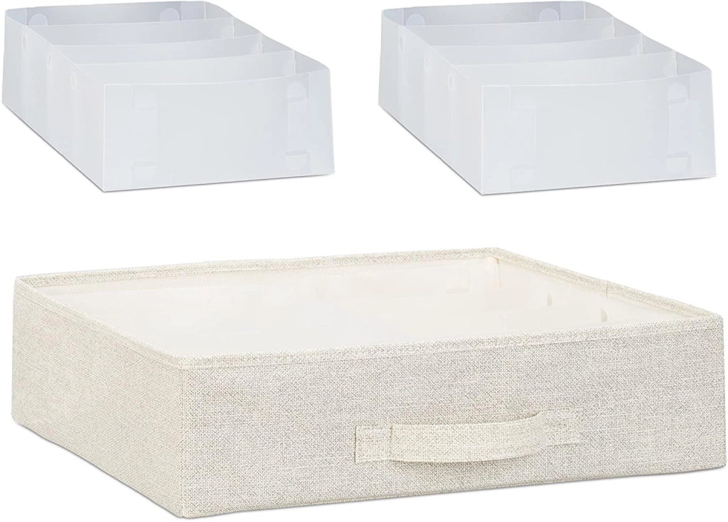 Cassettiera mobile contenitore mensola con cassetti tessuto beige 13_0002582_2
