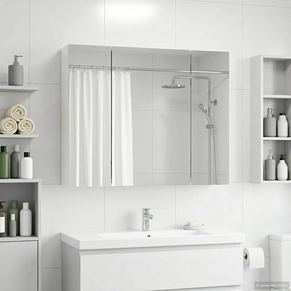 Mobiletto per specchio da bagno Bianco 60 x 14,5 x 50 cm