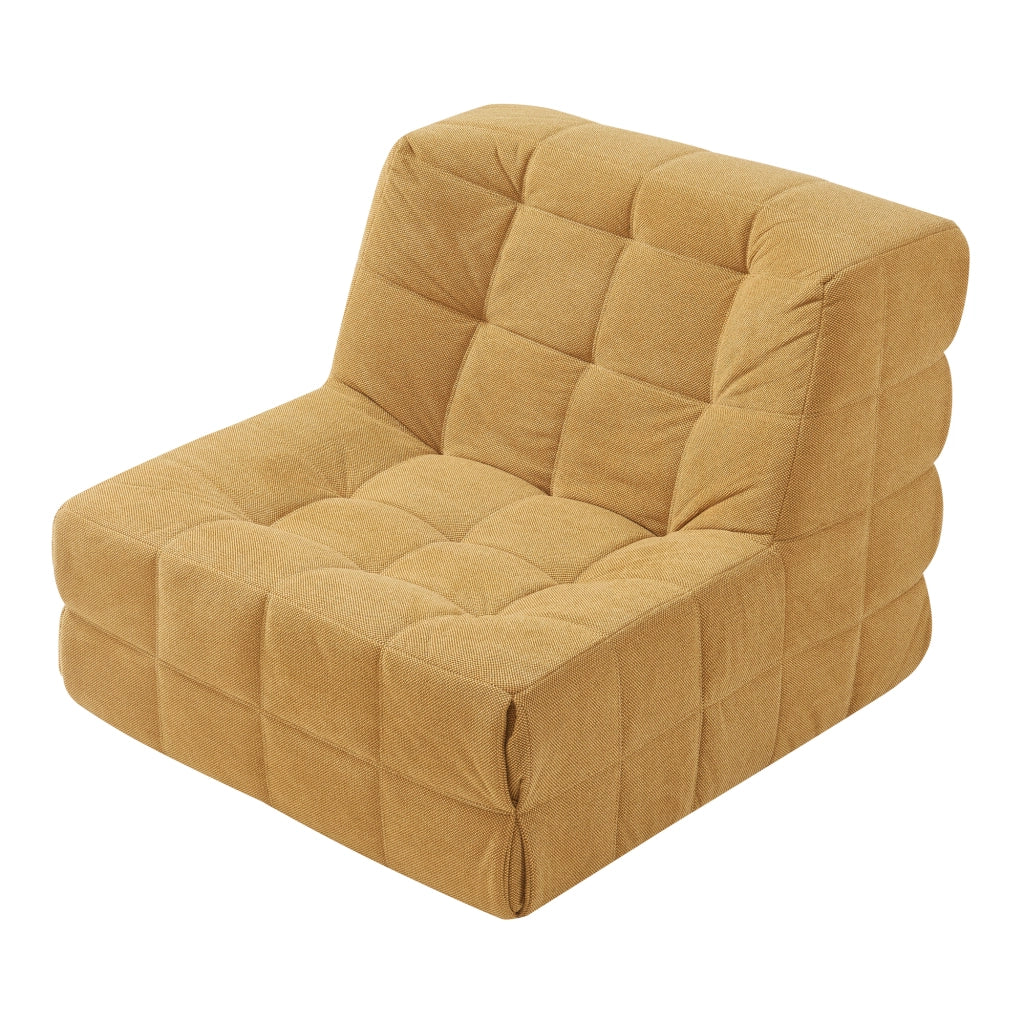 Poltrona Bassa Imbottita Koskyvn Senza Braccioli 75 x 90 x 100 cm - Giallo [en.casa]