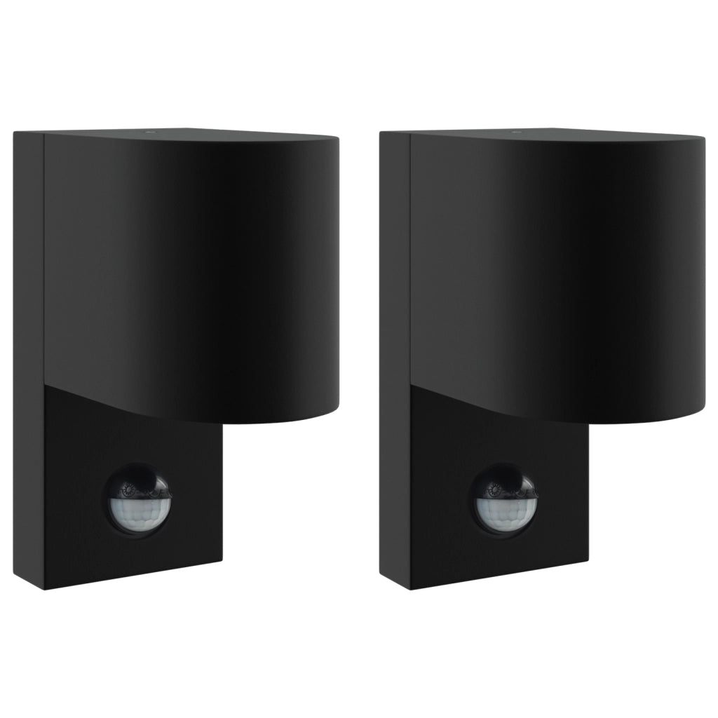 Lampade da parete esterne con sensore 2 pz Acciaio inossidabile nero IP44