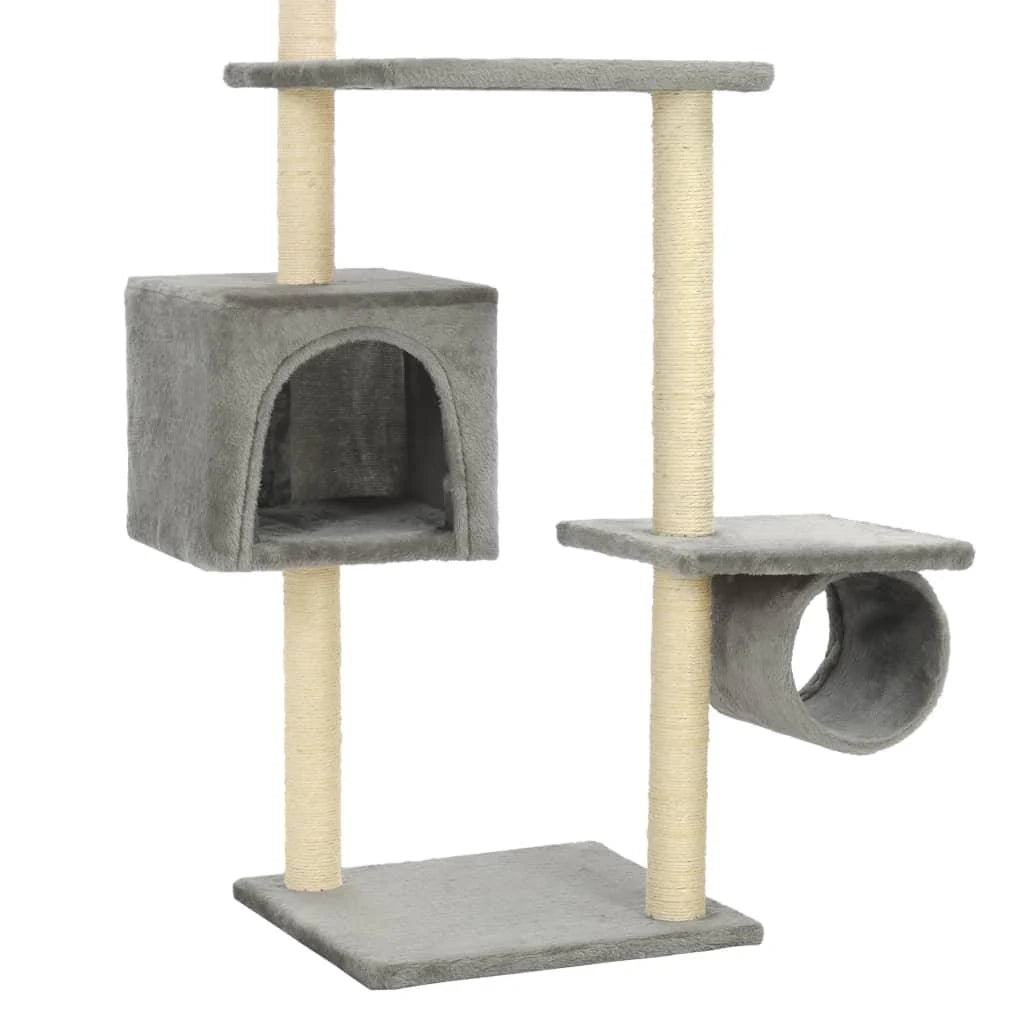 Tiragraffi albero per gatti cuccia per gatti giocattolo peluche sisal 260 cm grigio 3702111