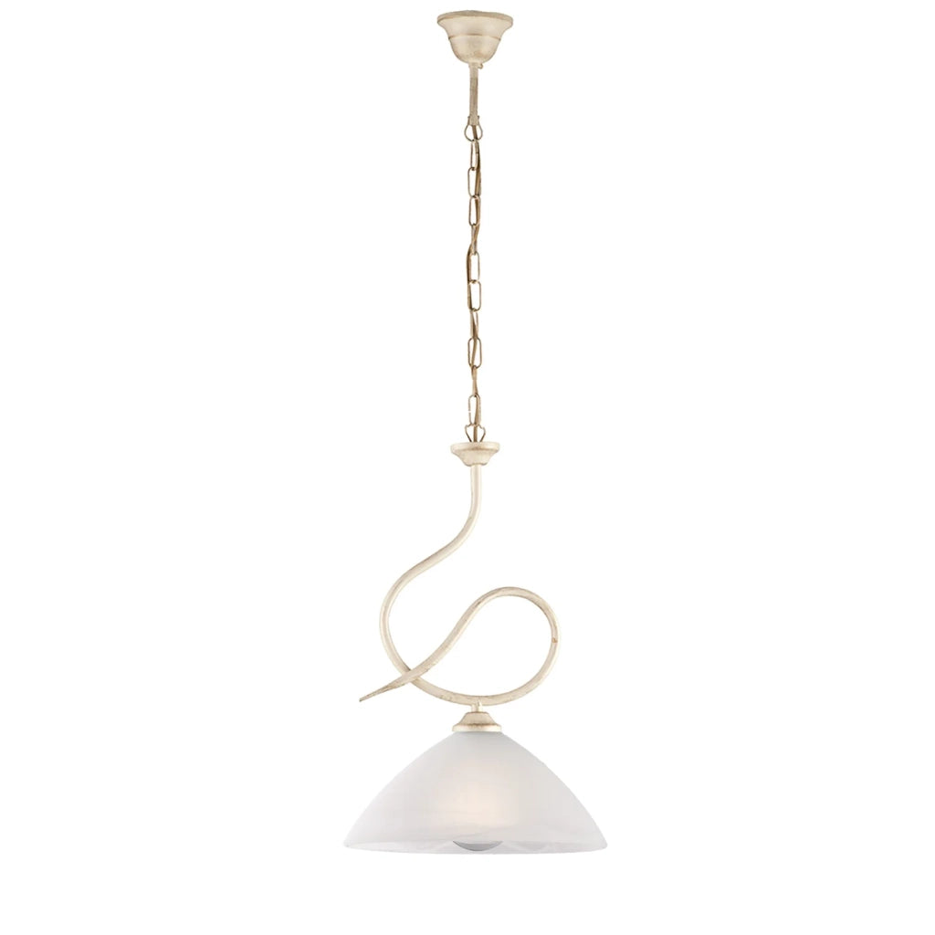Lampadario Rustico Miranda 1 Luce Avorio e Bianco LuceArt Classic