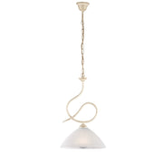 Lampadario Rustico Miranda 1 Luce Avorio e Bianco LuceArt Classic